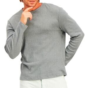 Alfani Mens Knit Textured Crew Neck Long Sleeve Shirt Oxford Heather - Sz Medium
